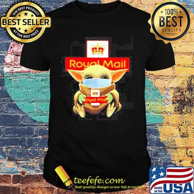 Baby Yoda face mask hug Royal Mail shirt