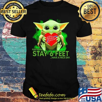 Baby Yoda hug AAA please remember stay 6 feet have a nice day shirt
