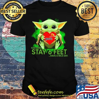 Baby Yoda hug PWC please remember stay 6 feet have a nice day shirt