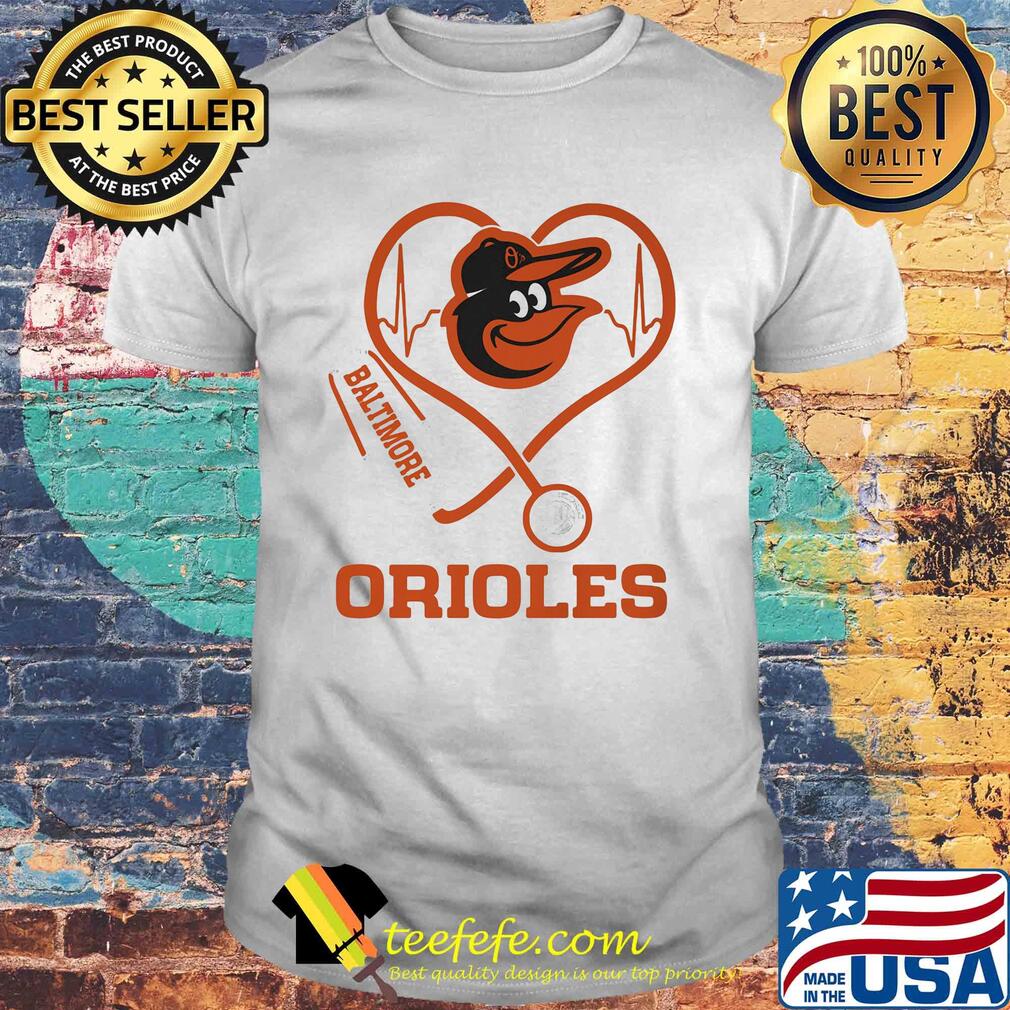 Baltimore orioles baseball stethoscope heart shirt