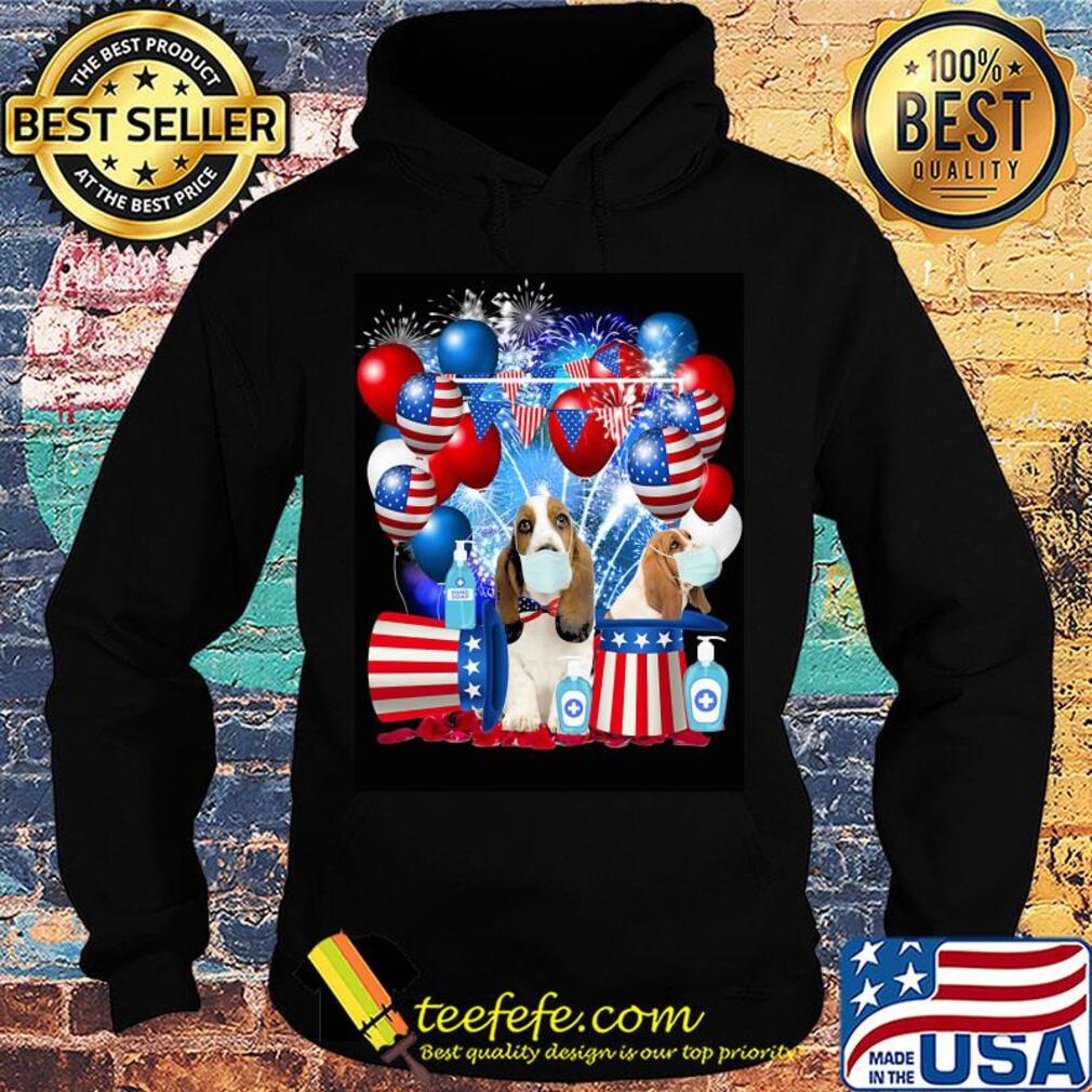 Basset hound happy independence day mask soap firework balloon american flag s Hoodie Basset hound happy independence day mask soap firework balloon american flag s Hoodie