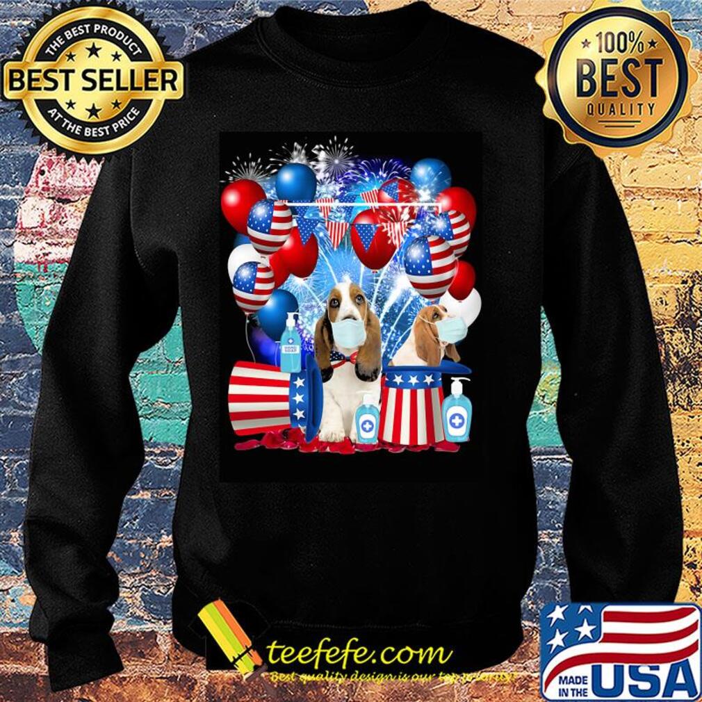 Basset hound happy independence day mask soap firework balloon american flag s Sweater Basset hound happy independence day mask soap firework balloon american flag s Sweater