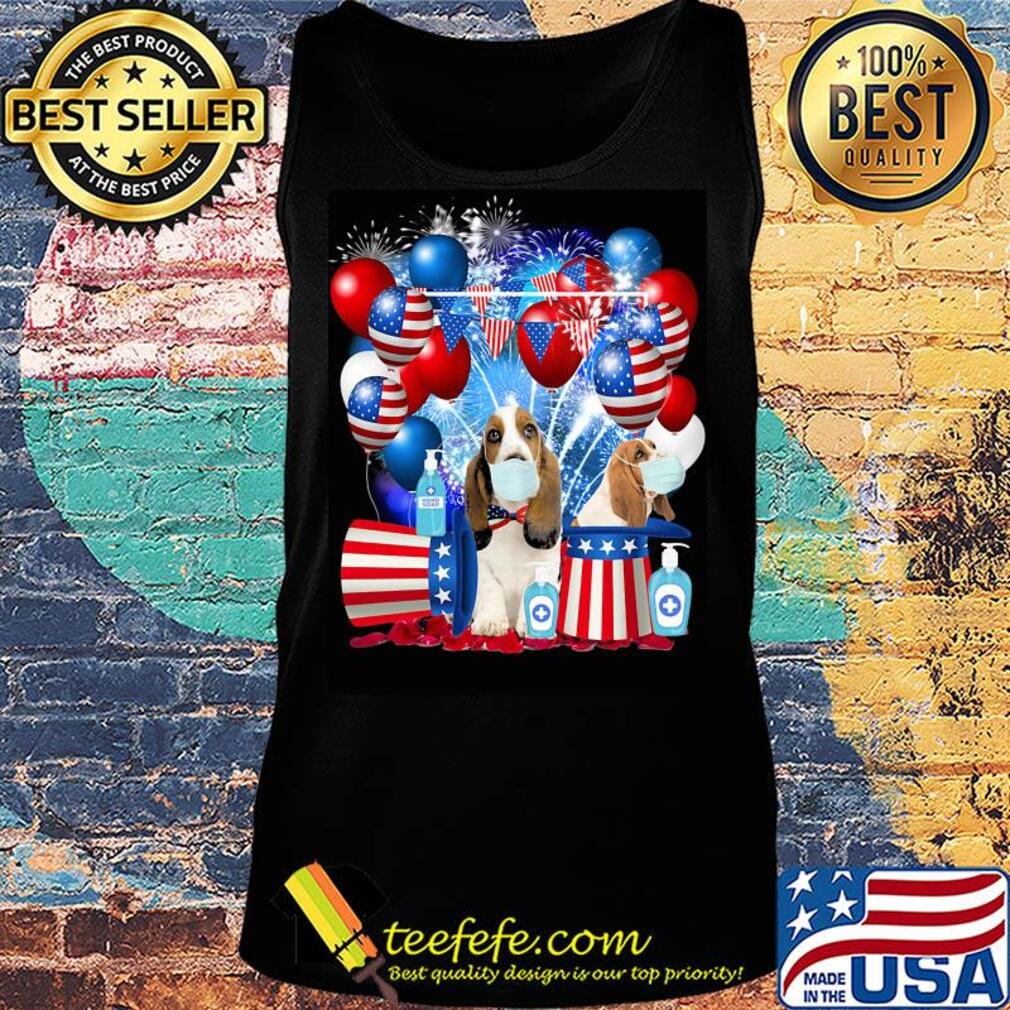 Basset hound happy independence day mask soap firework balloon american flag s Tank top Basset hound happy independence day mask soap firework balloon american flag s Tank top