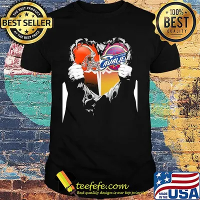Blood inside cleveland browns and cleveland cavaliers heart shirt