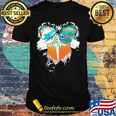Blood inside miami dolphins vs florida gators heart shirt