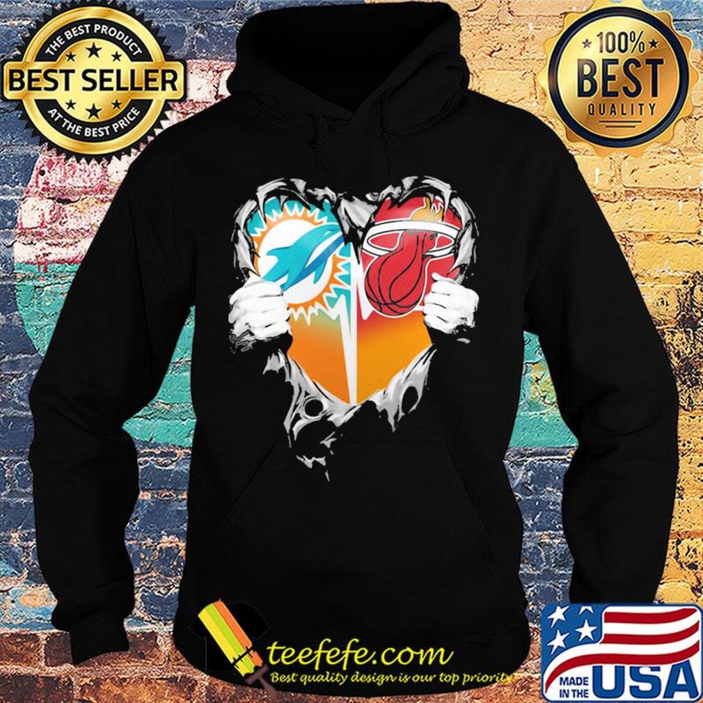 Blood inside miami dolphins vs miami heat heart s Hoodie Blood inside miami dolphins vs miami heat heart s Hoodie