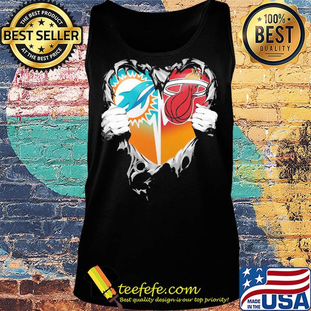 Blood inside miami dolphins vs miami heat heart s Tank top Blood inside miami dolphins vs miami heat heart s Tank top