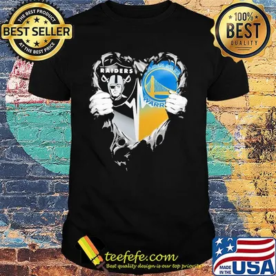 Blood inside oakland raiders and golden state warriors heart heartbeat shirt
