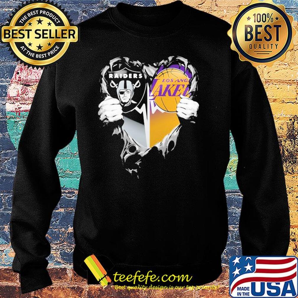 Blood inside oakland raiders and los angeles lakers heart heartbeat s Sweater Blood inside oakland raiders and los angeles lakers heart heartbeat s Sweater