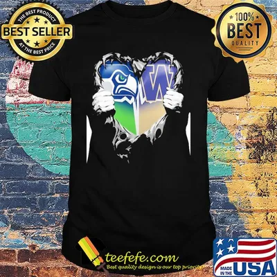 Blood inside seattle seahawks and washington huskies heart shirt