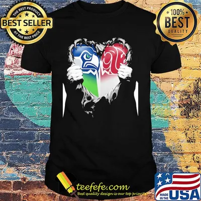 Blood inside seattle seahawks and washington state cougars heart shirt