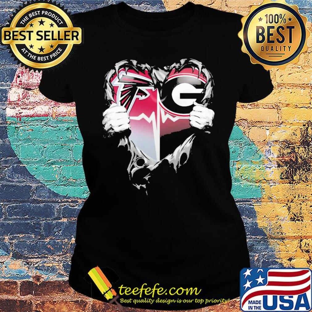 Blood insides atlanta falcons and georgia bulldogs heart heartbeat s Ladies tee Blood insides atlanta falcons and georgia bulldogs heart heartbeat s Ladies tee