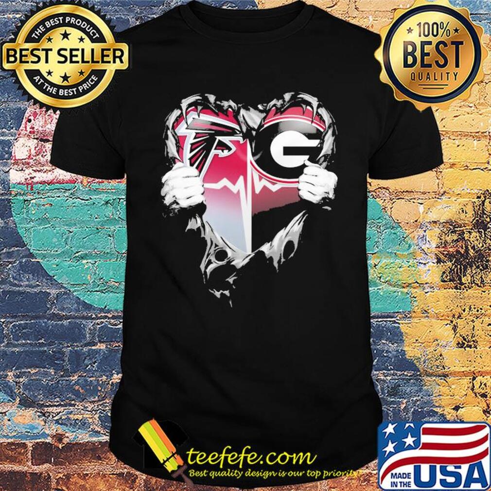 Blood insides atlanta falcons and georgia bulldogs heart heartbeat shirt Blood insides atlanta falcons and georgia bulldogs heart heartbeat shirt