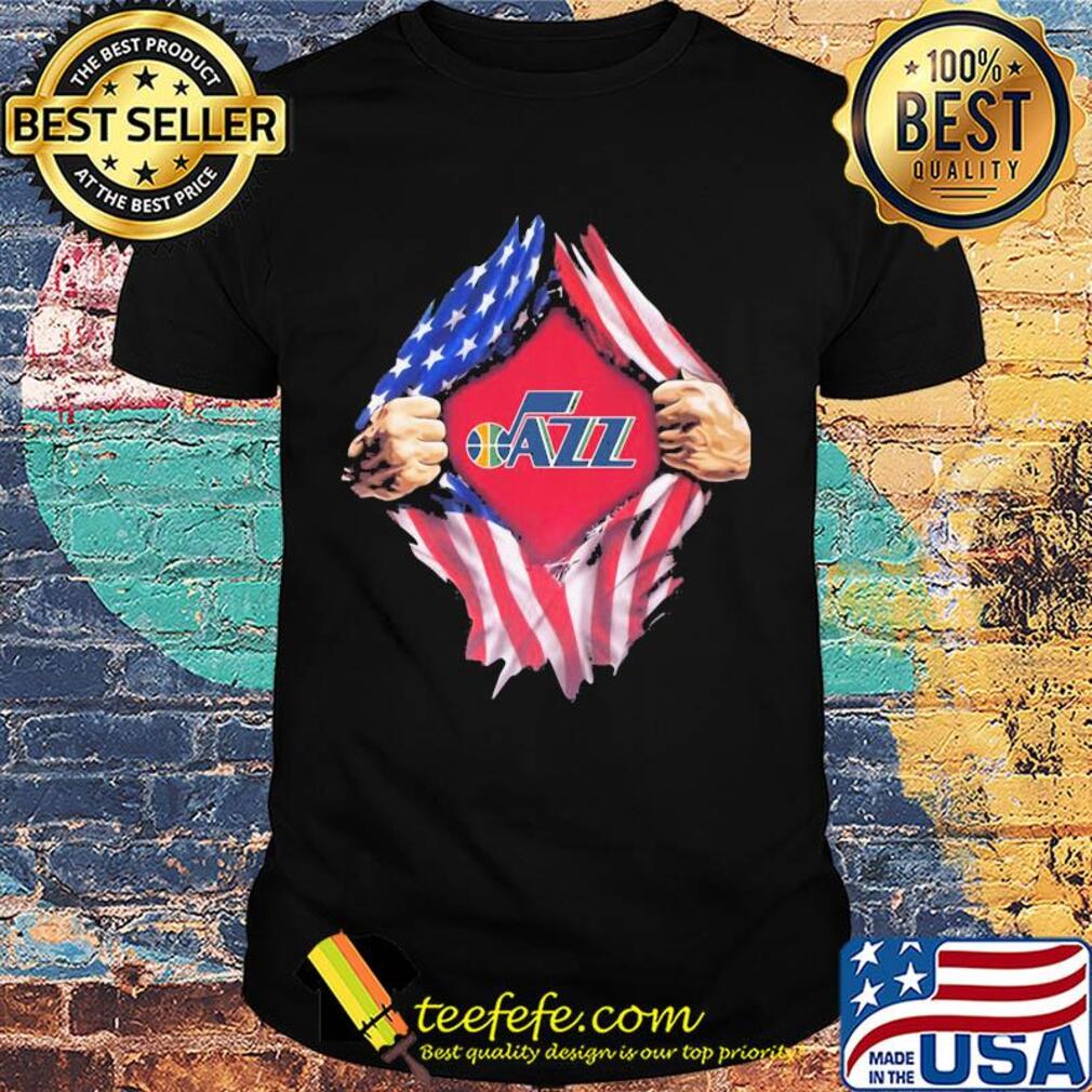 Blood insides utah jazz american flag independence day shirt