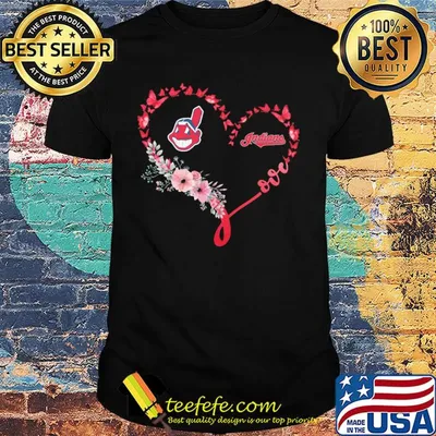 Butterfly love cleveland indians flowers heart shirt