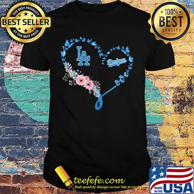 Butterfly love los angeles dodgers flowers heart shirt