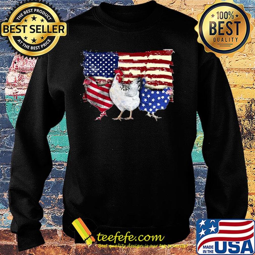 Chickens 2 flag US American flag Independence Day veteran s Sweater Chickens 2 flag US American flag Independence Day veteran s Sweater
