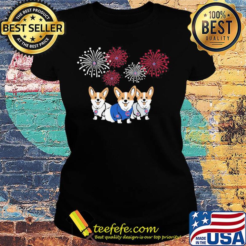 Corgi chicago cubs baseball firework independence day s Ladies tee Corgi chicago cubs baseball firework independence day s Ladies tee
