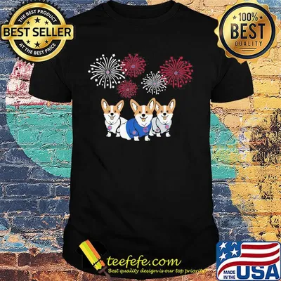 Corgi chicago cubs baseball firework independence day shirt