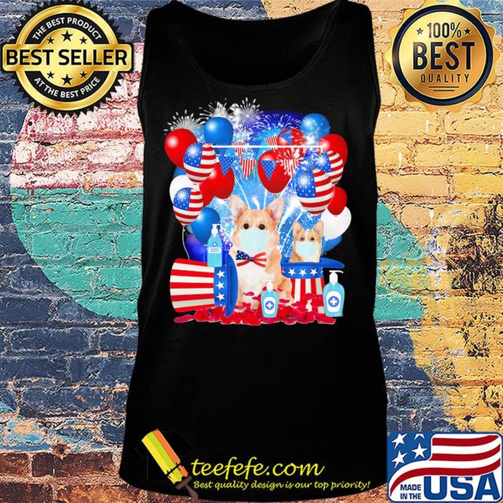 Corgi happy independence day mask soap firework balloon american flag s Tank top Corgi happy independence day mask soap firework balloon american flag s Tank top