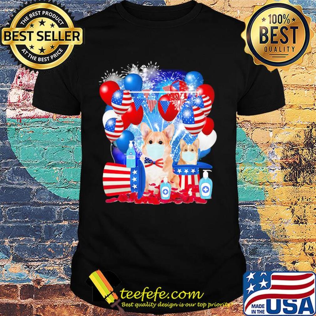 Corgi happy independence day mask soap firework balloon american flag shirt Corgi happy independence day mask soap firework balloon american flag shirt