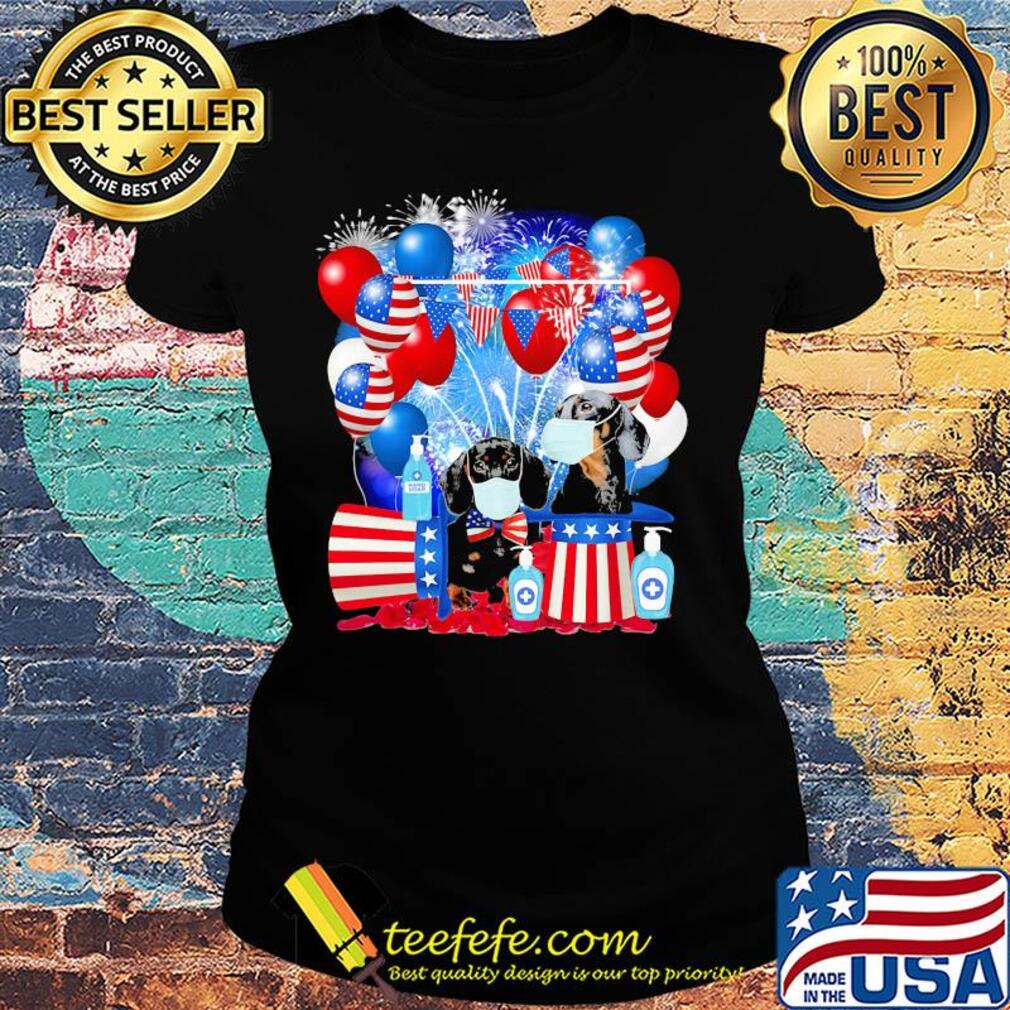 Dachshund mask happy American flag veteran Independence Day s Ladies tee Dachshund mask happy American flag veteran Independence Day s Ladies tee