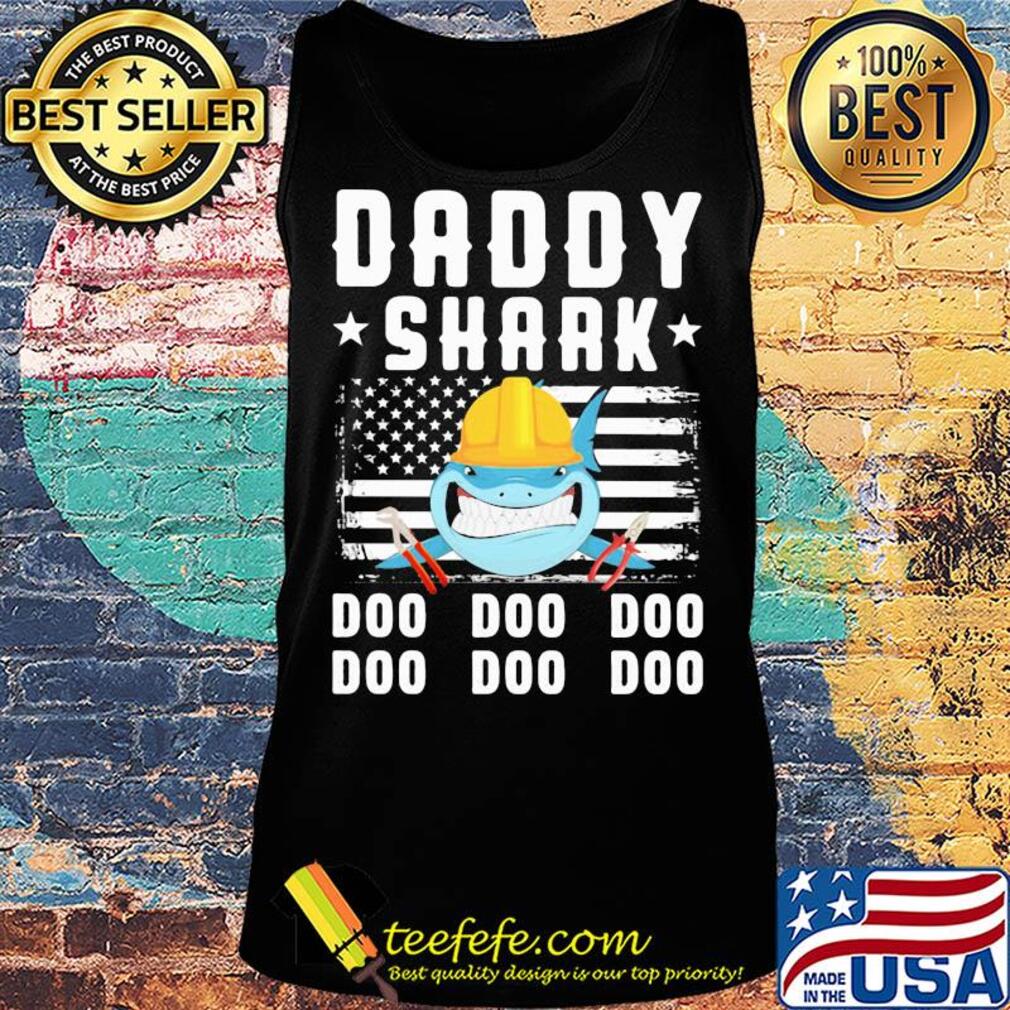Daddy shark doo doo doo Lineman American flag veteran Independence Day s Tank top Daddy shark doo doo doo Lineman American flag veteran Independence Day s Tank top