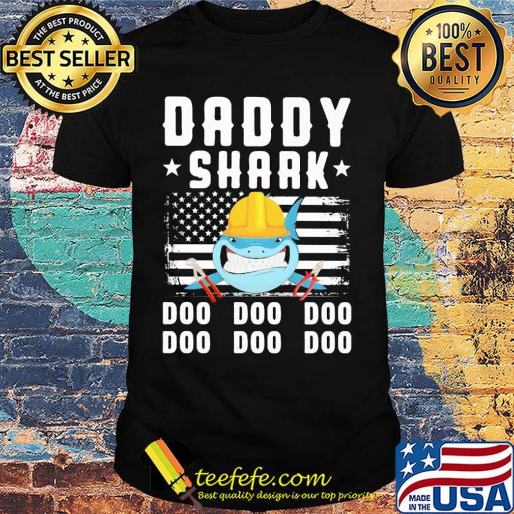 Daddy shark doo doo doo Lineman American flag veteran Independence Day shirt