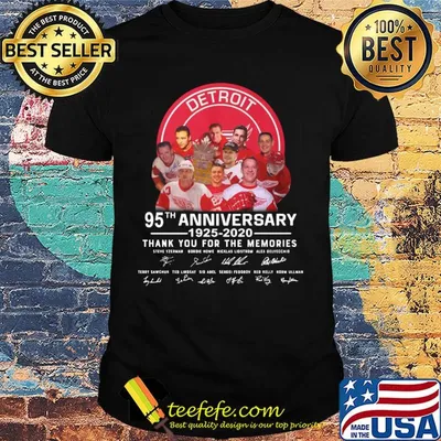 Detroit red wings 95th anniversary 1925 2020 thank you for the memories signatures shirt