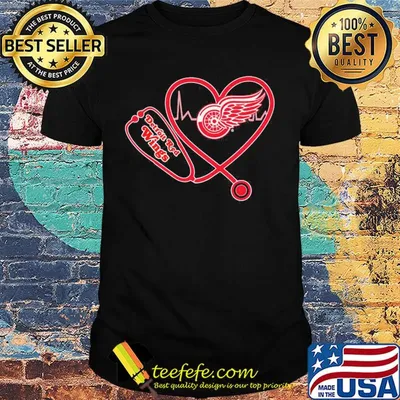 Detroit red wings hockey stethoscope heart shirt
