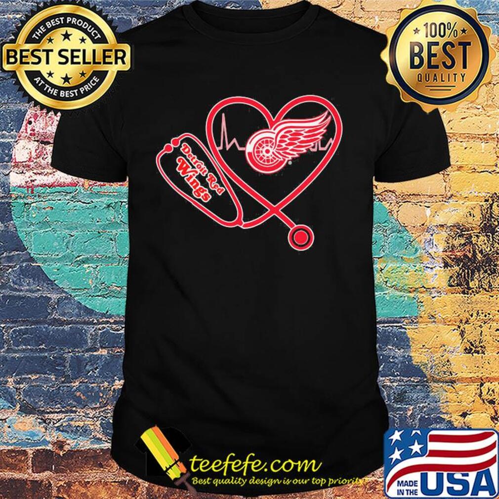 Detroit red wings hockey stethoscope heart shirt