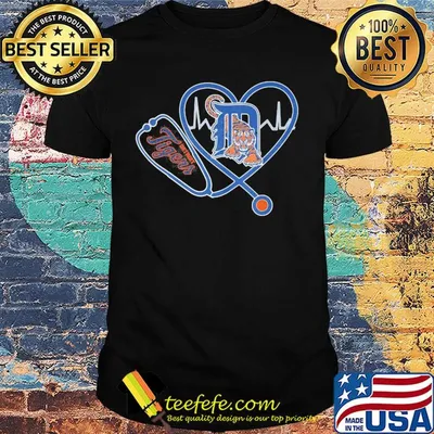 Detroit tigers baseball stethoscope heart shirt