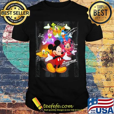 Disney mickey mouse and friends cartoon characters signatures shirt