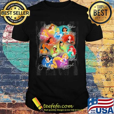 Disney princess cartoon characters signatures shirt