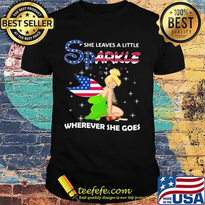 Disney tinkerbell she leaves a little sparkle wherever she goes american flag independence day shirt