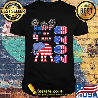 Elephant happy 4th of july 2020 american flag independence day shirt