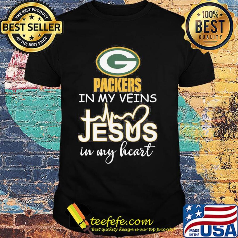 Green Bay Packers in my veins Jesus in my heart shirt