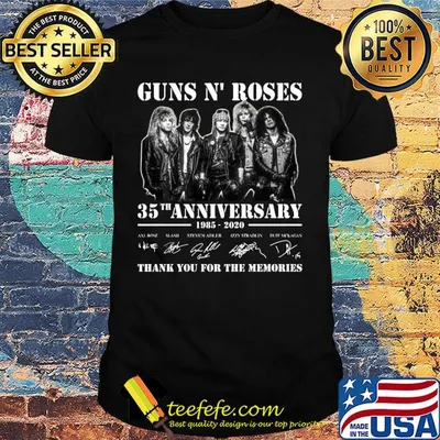 Guns n' roses 35th anniversary 1985 2020 thank you for the memories signatures shirt