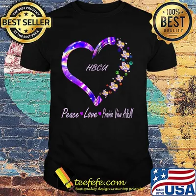 HBCU peace love Prairie View A & M heart shirt