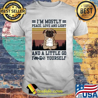 I'm mostly peace love and light and a little go fuck yourself Pug yoga vintage shirt