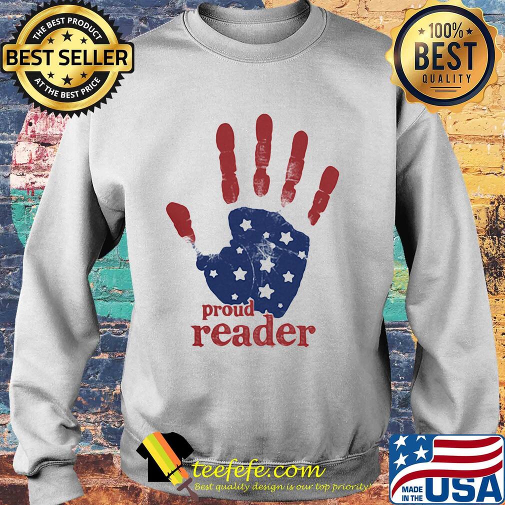 Independence Day handprint proud reader s Sweater Independence Day handprint proud reader s Sweater