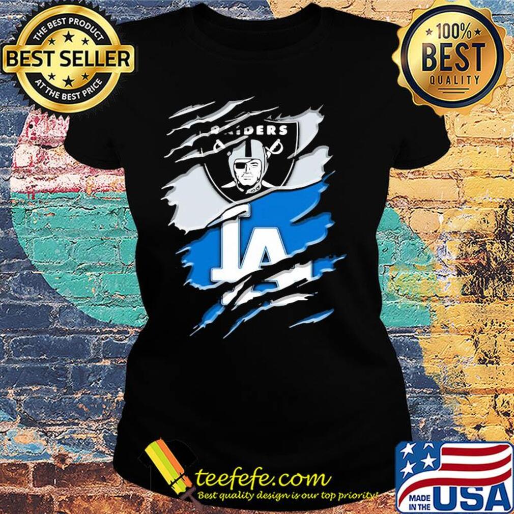 Insides oakland raiders and los angeles dodgers s Ladies tee Insides oakland raiders and los angeles dodgers s Ladies tee