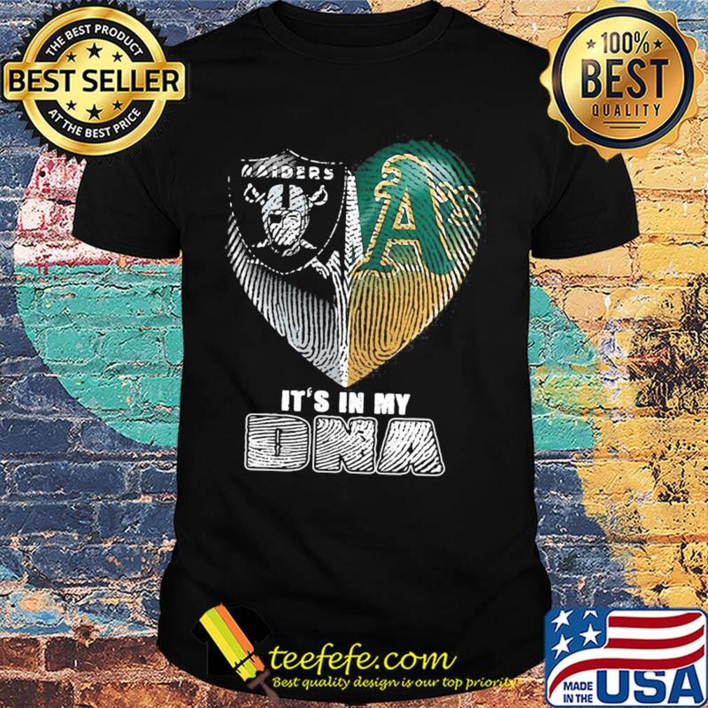 It's in my dna oakland raiders and oakland athletics heart heartbeat shirt