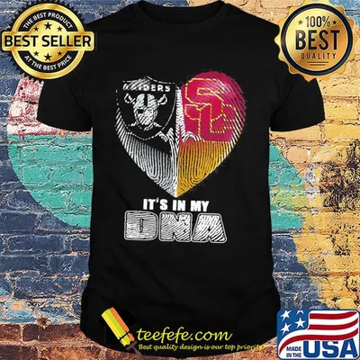 It's in my dna oakland raiders and southern california trojans heartbeat shirt