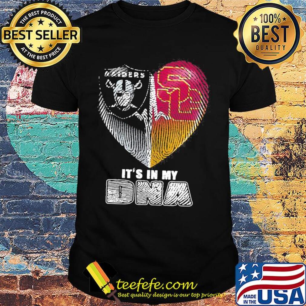 It's in my dna oakland raiders and southern california trojans heartbeat shirt It's in my dna oakland raiders and southern california trojans heartbeat shirt