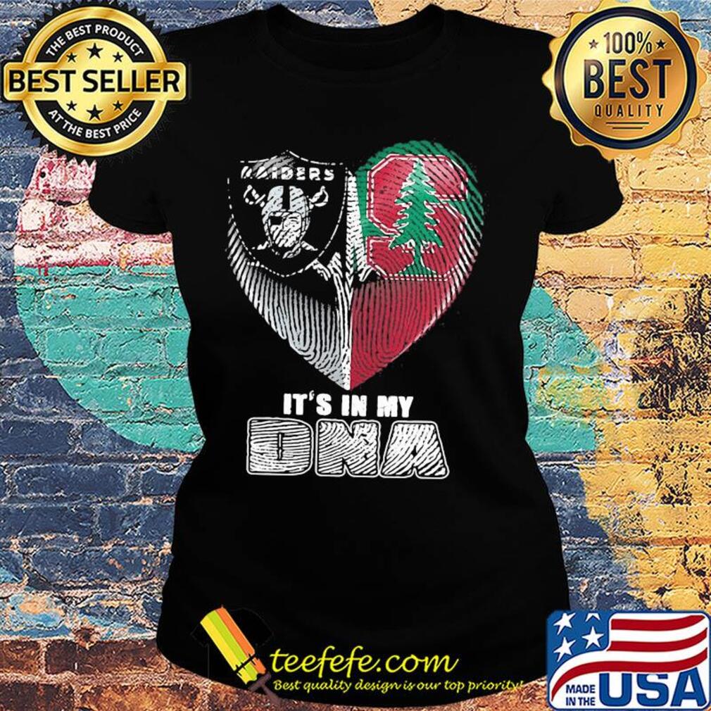 It's in my dna oakland raiders and stanford cardinal heart heartbeat s Ladies tee It's in my dna oakland raiders and stanford cardinal heart heartbeat s Ladies tee