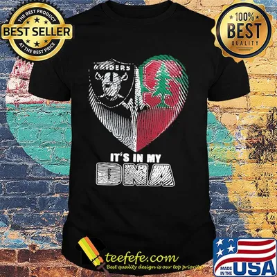 It's in my dna oakland raiders and stanford cardinal heart heartbeat shirt