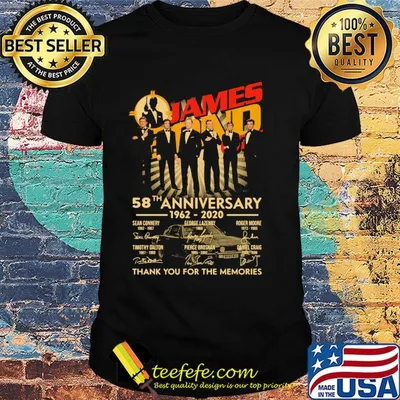 James bond 007 58th anniversary 1962 2020 thank you for the memories signatures shirt