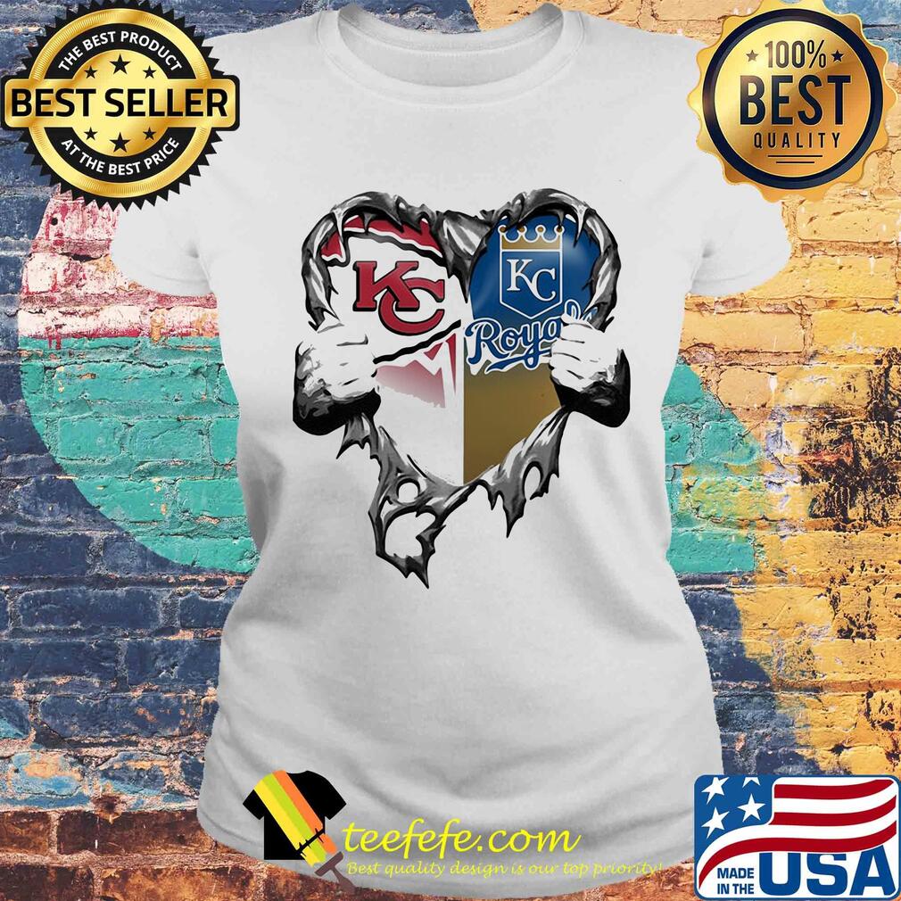 Kansas city chiefs vs kansas city royals heart hands s Laides tee Kansas city chiefs vs kansas city royals heart hands s Laides tee