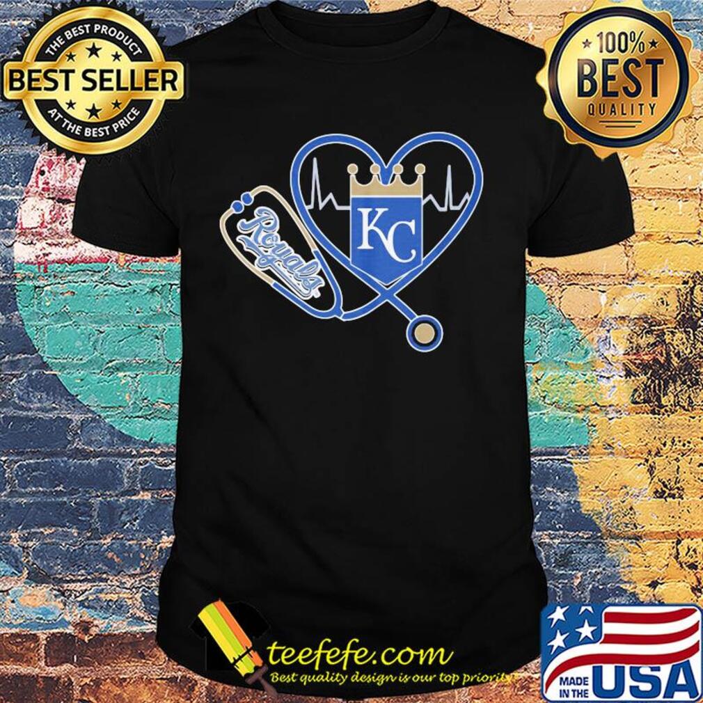 Kansas city royals baseball stethoscope heart shirt